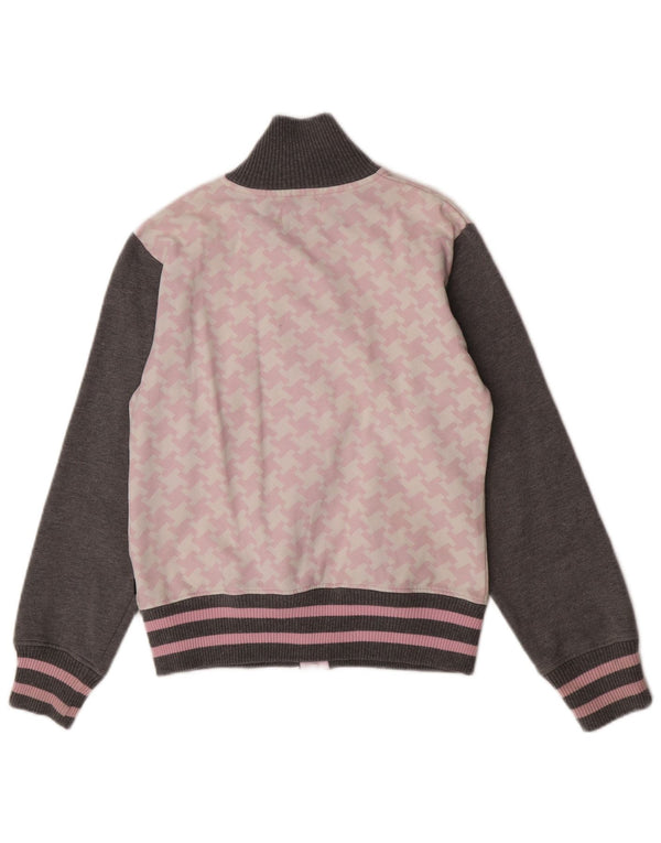 Sergio Tacchini Damen-Trainingsanzug-Top-Jacke, UK-Größe 44, Mittelgrau mit Hahnentrittmuster