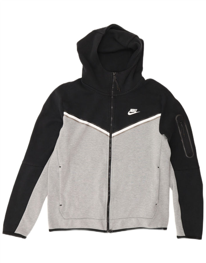 Nike Herren-Kapuzenpullover mit Reißverschluss, Mittelschwarz, Colourblock-Baumwolle