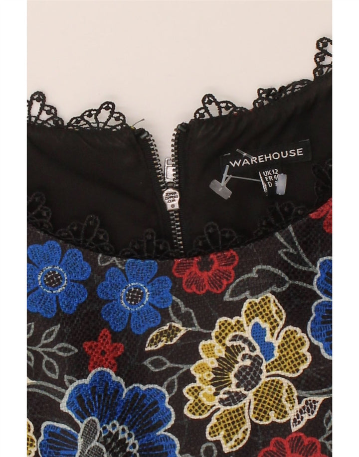 WAREHOUSE Womens Sleeveless Sheath Dress UK 12 Medium  Black Floral Vintage Warehouse and Second-Hand Warehouse from Messina Hembry 