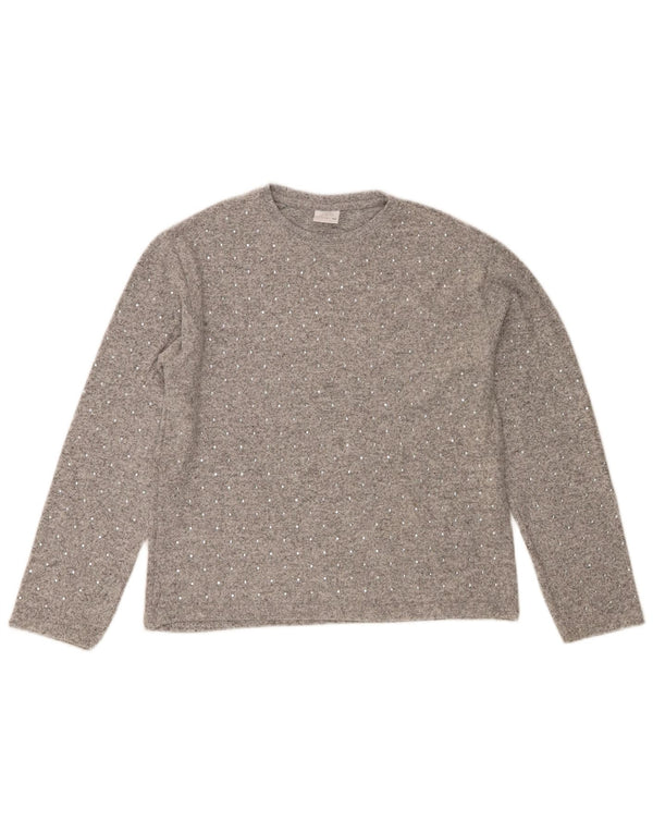 Zara Mädchen-Pullover mit Rundhalsausschnitt, 11–12 Jahre, graues Polyester