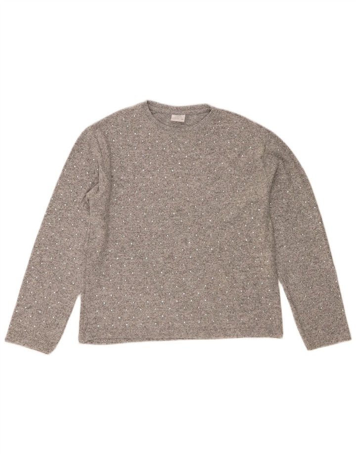 Zara Mädchen-Pullover mit Rundhalsausschnitt, 11–12 Jahre, graues Polyester