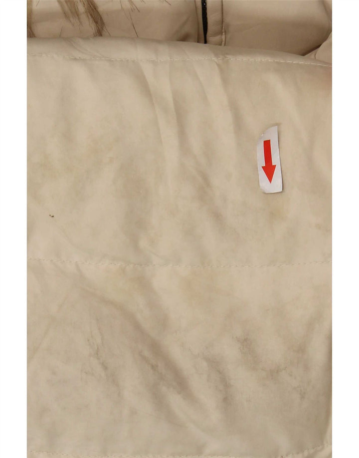 Zara Damen Wattierter Mantel UK 14 Large Off White Polyester