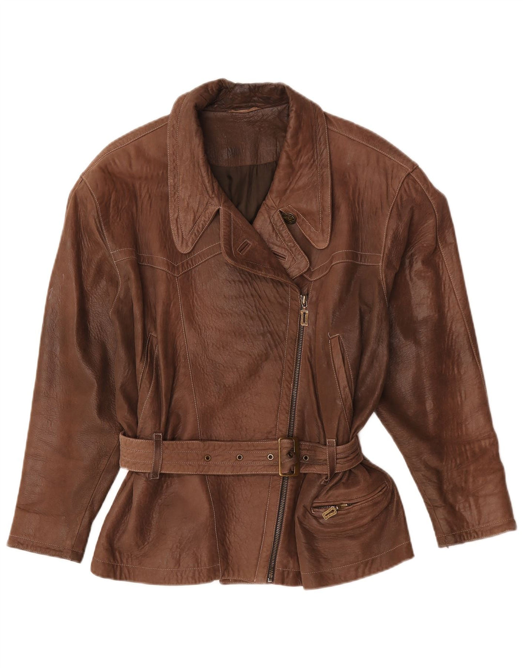 Maze Womens Übergroße Lederjacke EU 38 Mittelbraunes Leder