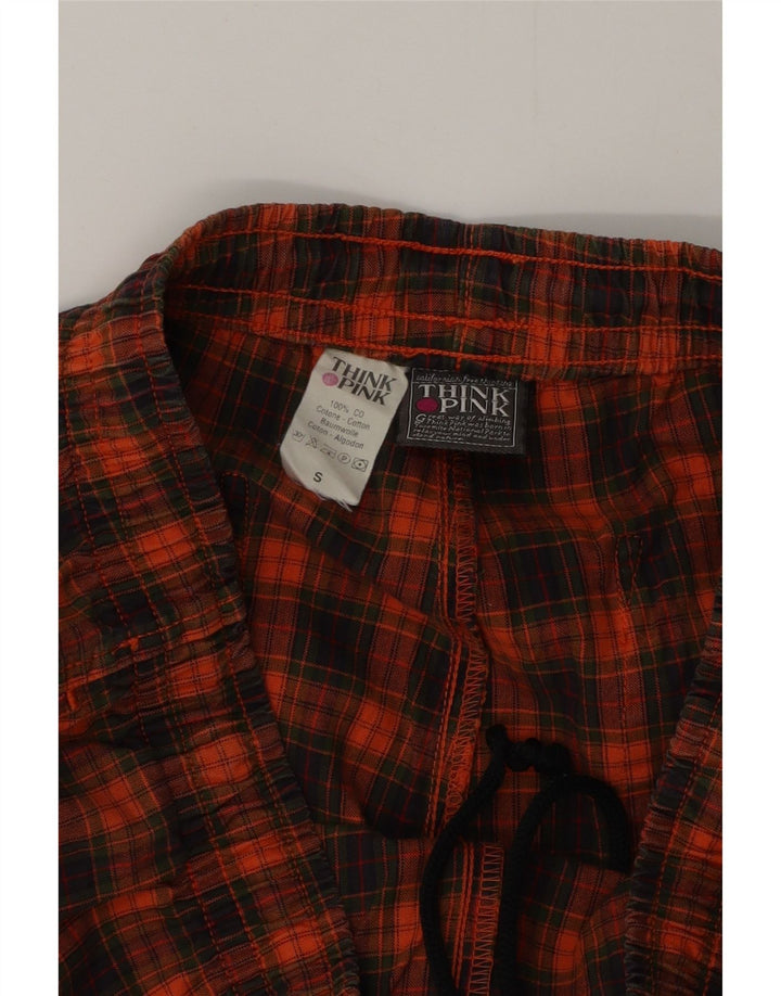 Think Pink Herren-Trainingshose mit grafischem Muster, klein, orange kariert, Baumwolle