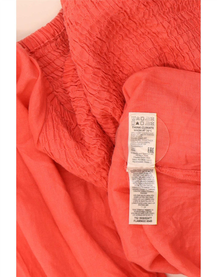 Marks & Spencer Damen-Blusenoberteil mit 3/4-Ärmeln, UK-Größe 44, Größe L, rotes Leinen