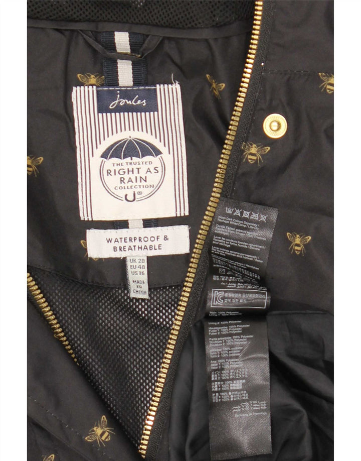 Joules Damen-Regenmantel mit Kapuze, UK 20 2XL, schwarzes Polyester