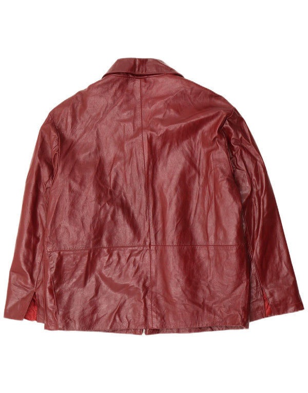 VINTAGE Damen Lederjacke UK 18 XL Burgund