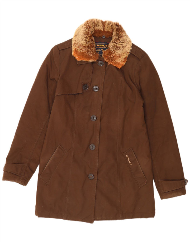 Woolrich Damen Wattierte Jacke UK 14 Mittelbraunes Nylon