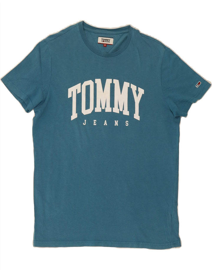 TOMMY HILFIGER Mens Graphic T-Shirt Top Medium Blue Cotton Vintage Tommy Hilfiger and Second-Hand Tommy Hilfiger from Messina Hembry 