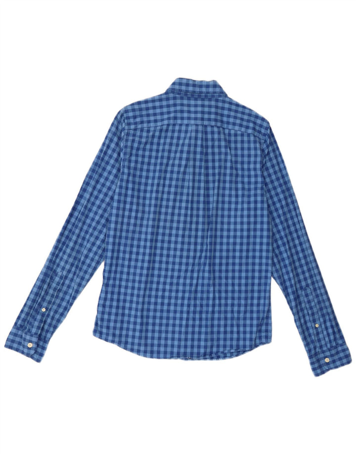 Abercrombie & Fitch Kariertes Herrenhemd aus mittelblauer Karo-Baumwolle