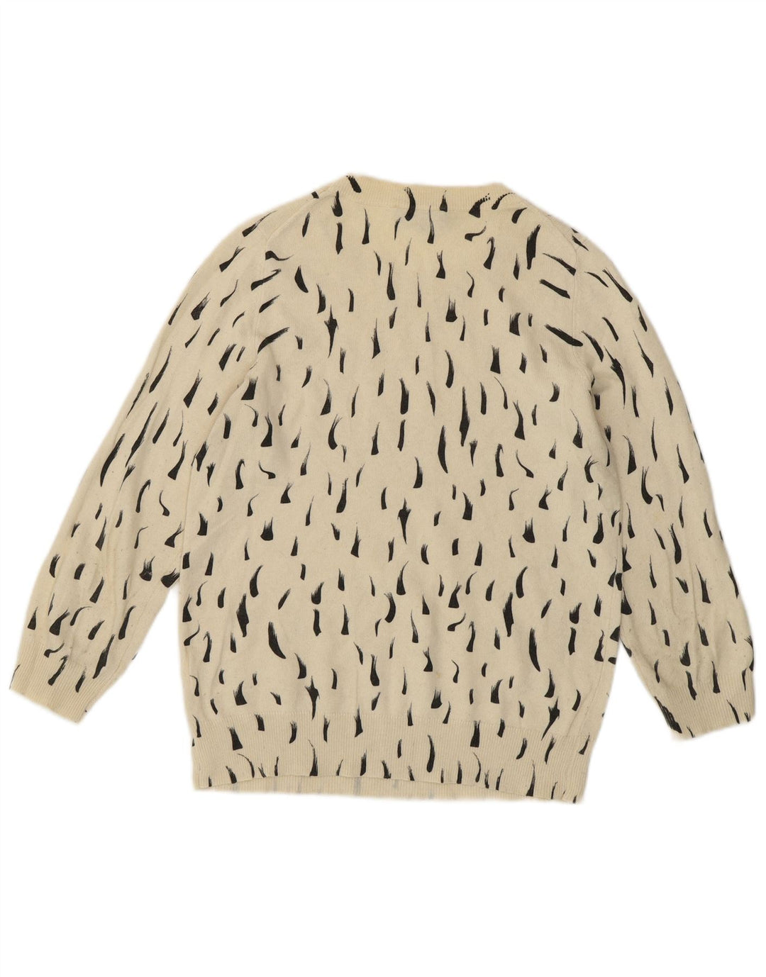 Jaeger Damen-Pullover mit Rundhalsausschnitt, Gr. 8, Größe S, cremeweiß gefleckte Baumwolle