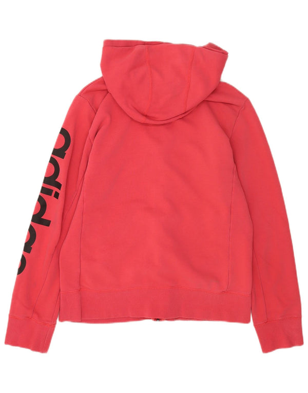 Adidas Damen Climalite Graphic Zip Hoodie Pullover UK 16/18 Large Pink