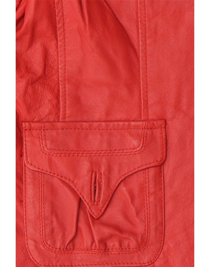 Vintage Damen 6-Knopf-Lederblazer IT 42 Mittelrot