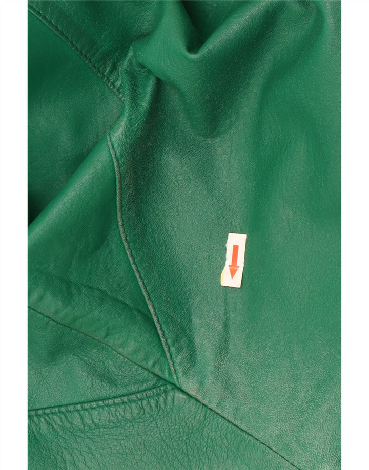 Vintage Damen Übergroßer Ledermantel UK 20 2XL Grünes Leder