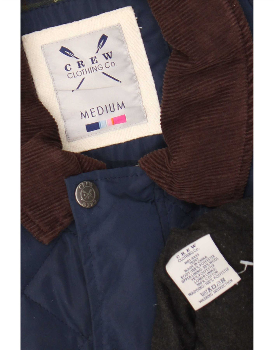 Crew Clothing Herren-Steppjacke, UK 38, mittleres Marineblau, Farbblock