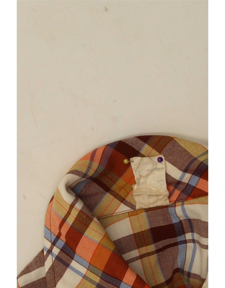 Vintage Damen Ärmelloses Etuikleid IT 42 Mittelorange kariertes Polyester
