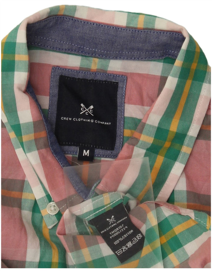 Crew Clothing Herren-Kurzarmhemd aus mittelgrüner Karo-Baumwolle