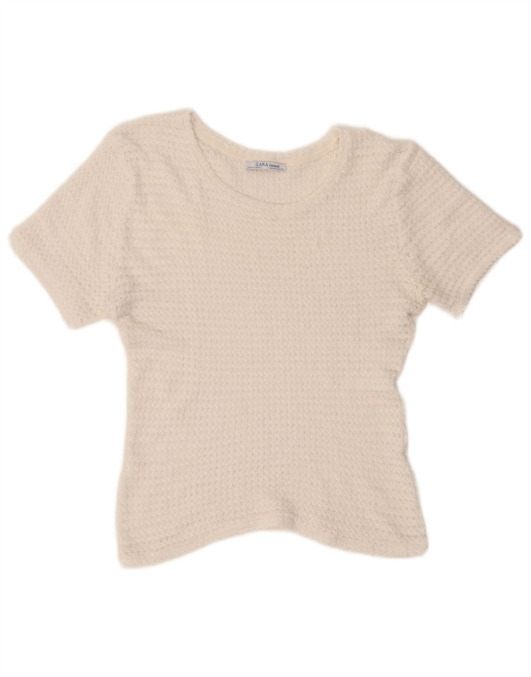 Zara Damen Trafaluc Strickblusenoberteil UK 14 Mittelweiß
