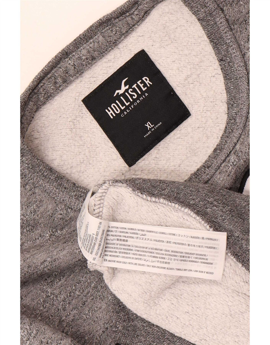 Hollister Herren Grafik-Sweatshirt-Pullover XL aus grauer Baumwolle