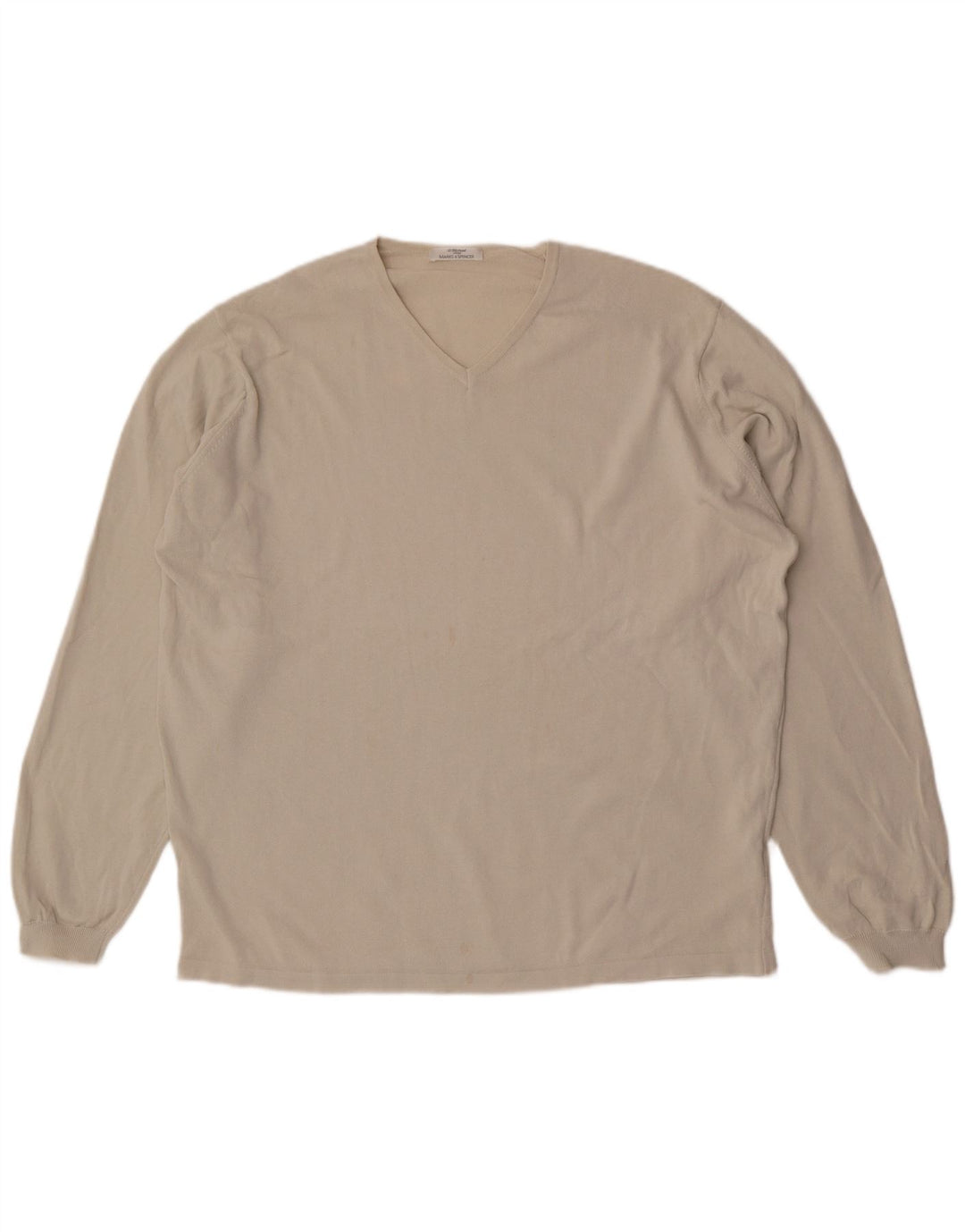 Marks & Spencer Herren Top Langarm XL Beige Baumwolle