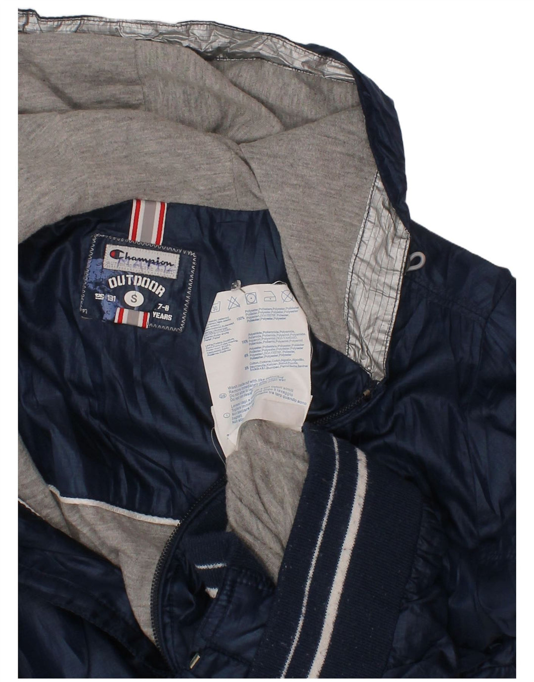 Champion Jungen-Regenjacke mit Kapuze, 7–8 Jahre, Größe S, Marineblau, Polyester