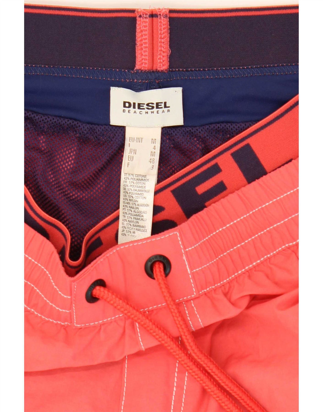 Diesel Herren Badeshorts mit Grafik, EU 48, mittelrote Baumwolle