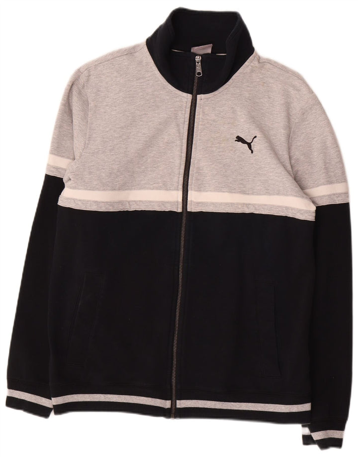 PUMA Herren-Trainingsanzug, Oberteil, Jacke, Größe S, Grau, Colourblock-Baumwolle