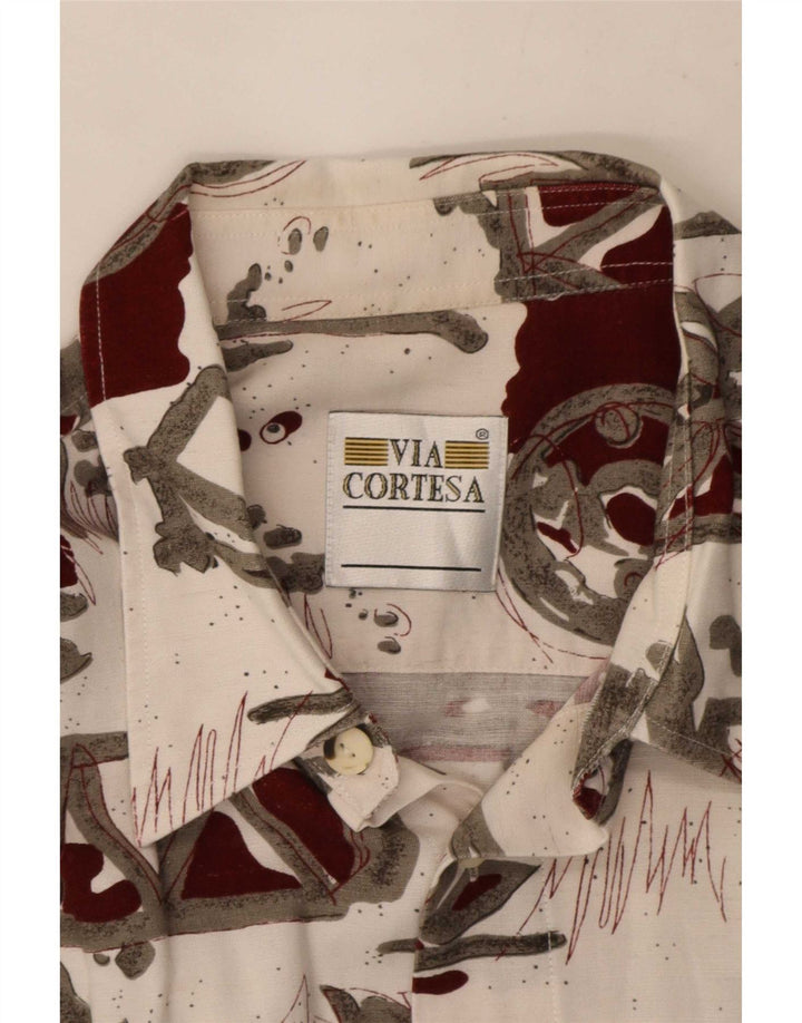 Via Cortesa Herren-Kurzarmhemd mit abstraktem Muster, XL, Weiß