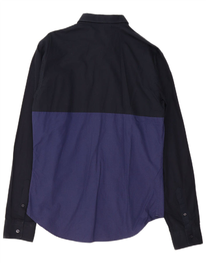 ZARA Slim-Fit-Hemd für Herren, Mittelblau, Farbblock