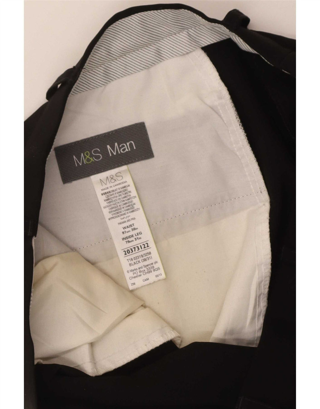Gerade Herren-Anzughose von Marks & Spencer, W38, L31, Schwarz, Polyester