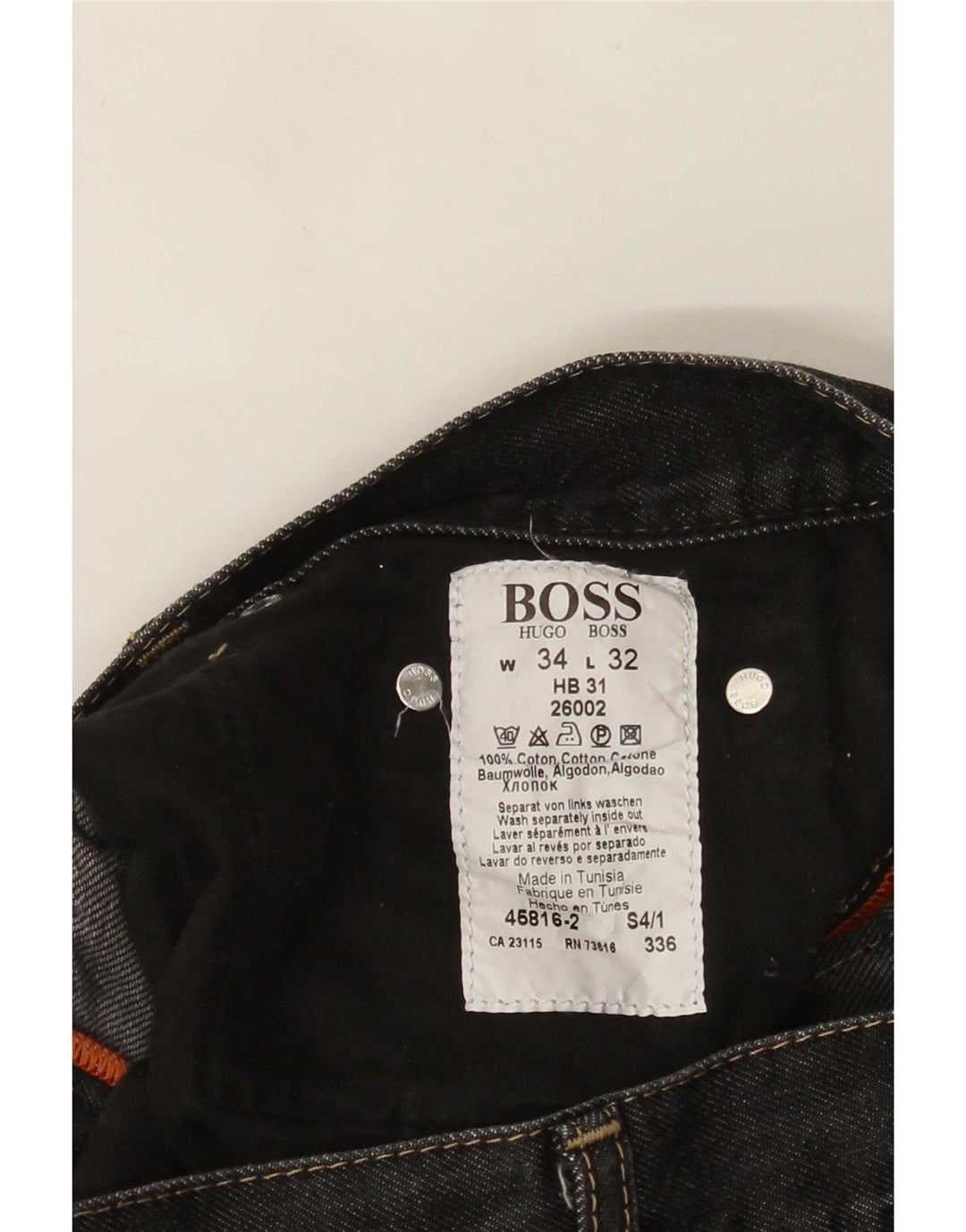 HUGO BOSS Herren Bootcut Jeans W34 L32 Schwarze Baumwolle