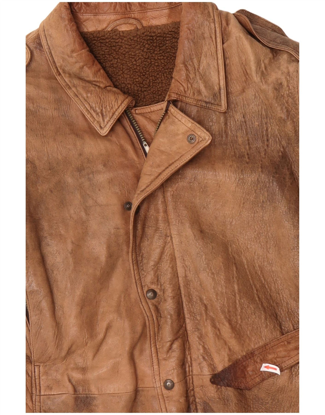 VINTAGE Herren Militärlederjacke UK 42 XL Beige