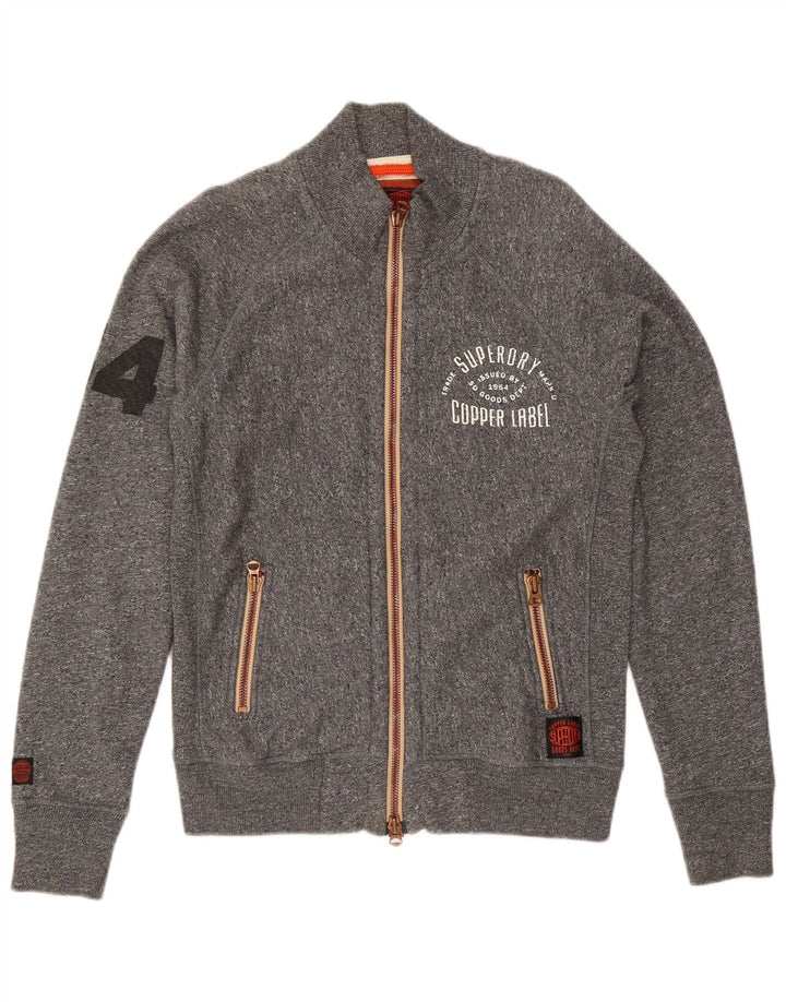Superdry Herren-Trainingsanzugoberteil mit Grafik, Größe L, aus grauer Baumwolle