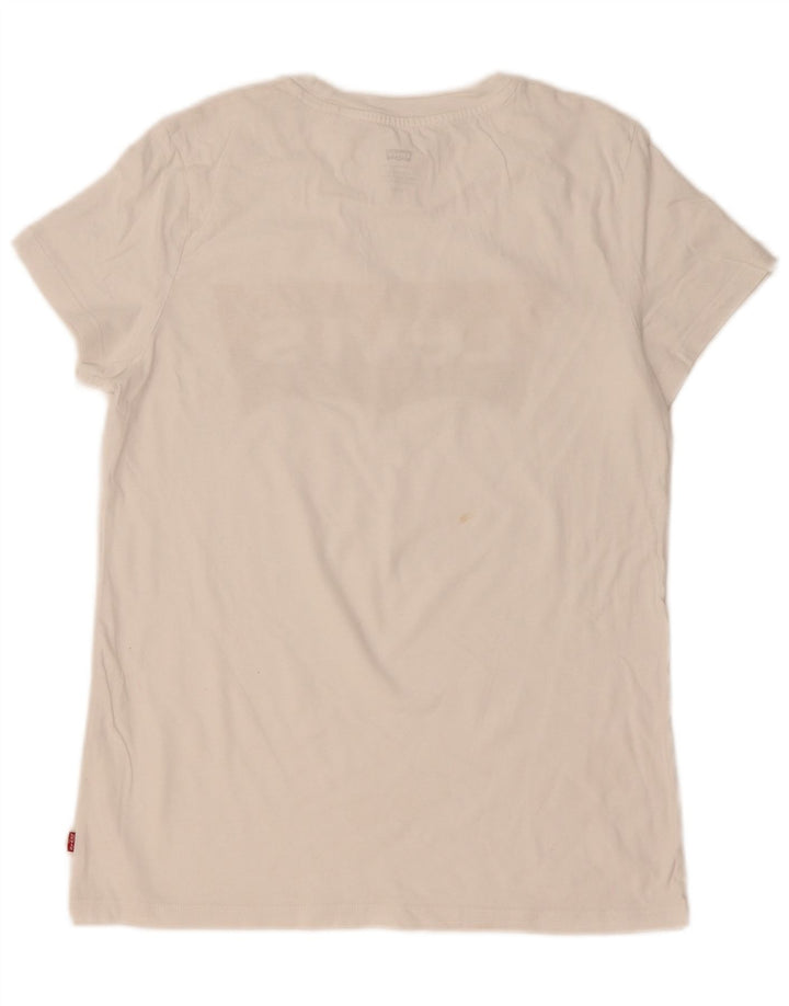 Levi's Damen-T-Shirt mit Grafik, UK 10, Größe S, Weiß