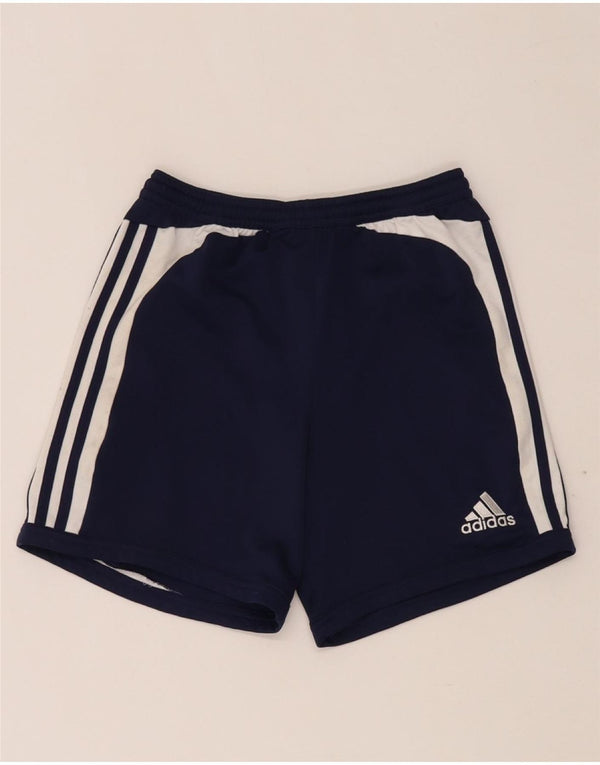 ADIDAS Damen Climalite Sport Shorts UK 12 Mittel Marineblau Farbblock