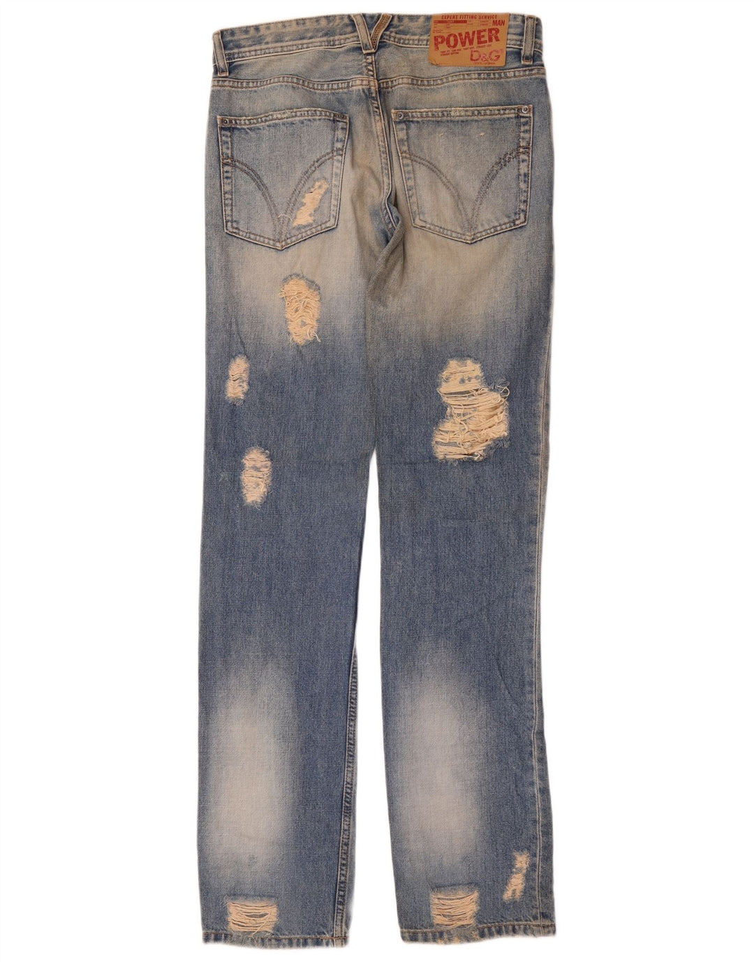 Dolce & Gabbana Damen Distressed Straight Jeans W32 L37 Blaue Baumwolle