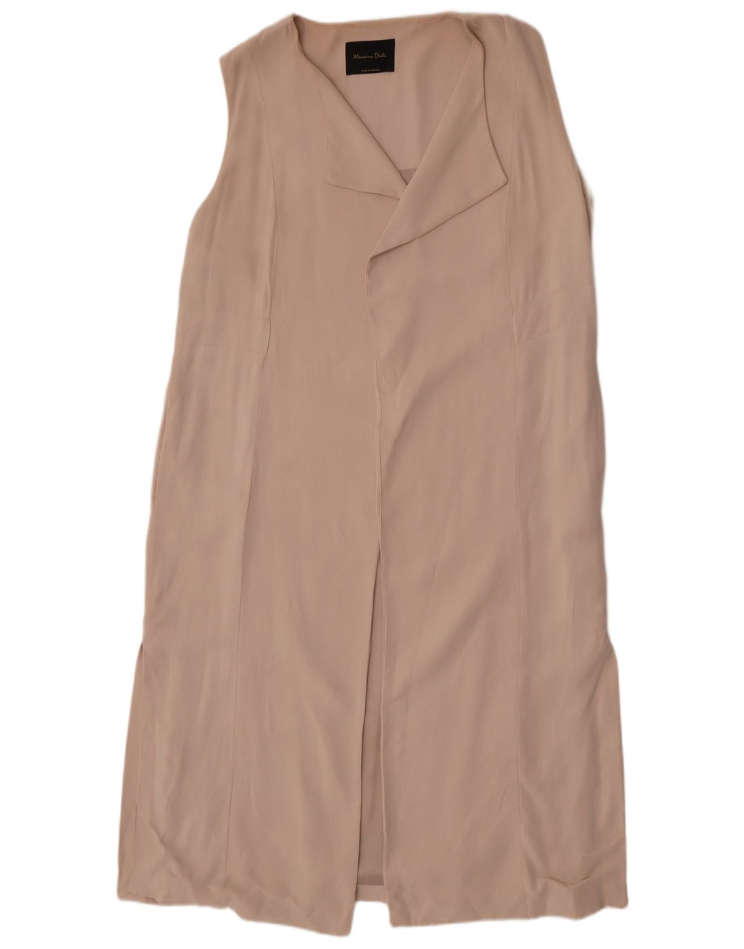 Massimo Dutti Damen Longline ärmellose Blazerjacke UK 14 Mittelbeige