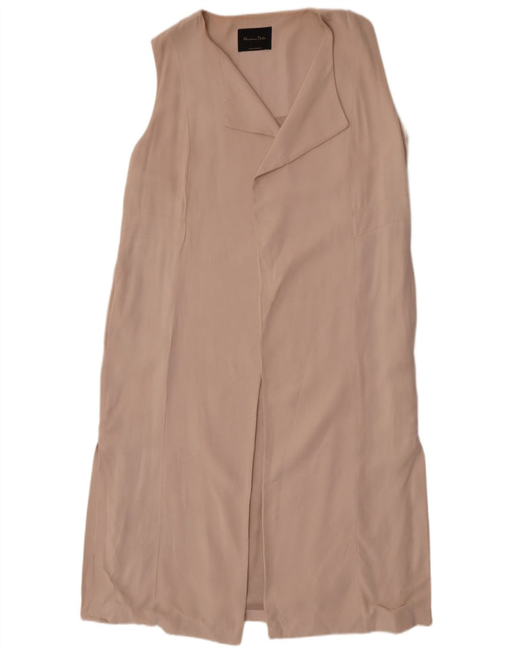Massimo Dutti Damen Longline ärmellose Blazerjacke UK 14 Mittelbeige