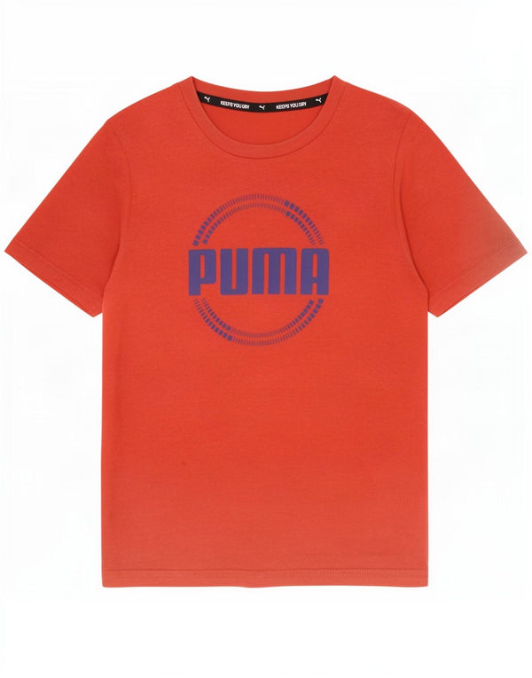 Puma Jungen T-Shirt mit Grafik, 9–10 Jahre, rote Baumwolle