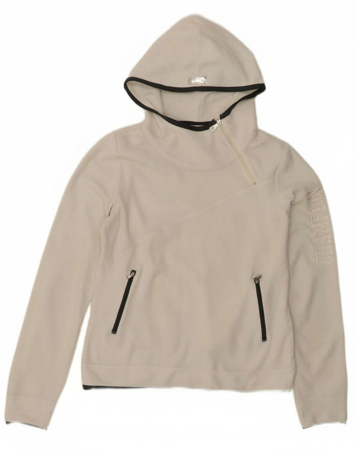 CHAMPION Womens Hooded Fleece Jumper UK 16 Large White Polyester