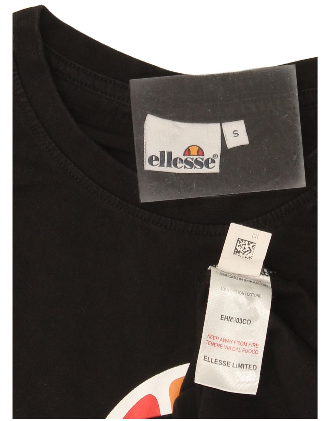 Ellesse Herren-T-Shirt mit Grafik, Größe S, schwarze Baumwolle