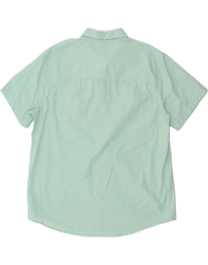 MOUNTAIN RIDGE Mens Short Sleeve Shirt Large Turquoise Vintage Mountain Ridge and Second-Hand Mountain Ridge from Messina Hembry 