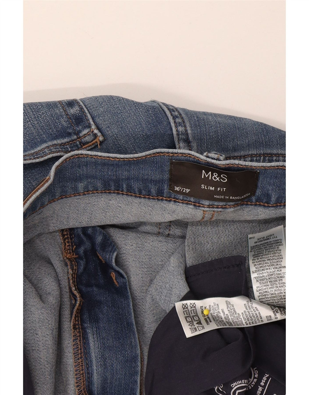 Marks & Spencer Herren Slim Jeans W36 L29 Blaue Baumwolle