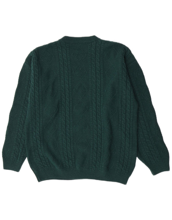 Vintage Herren Rundhalspullover Pullover 2XL Grün Acryl