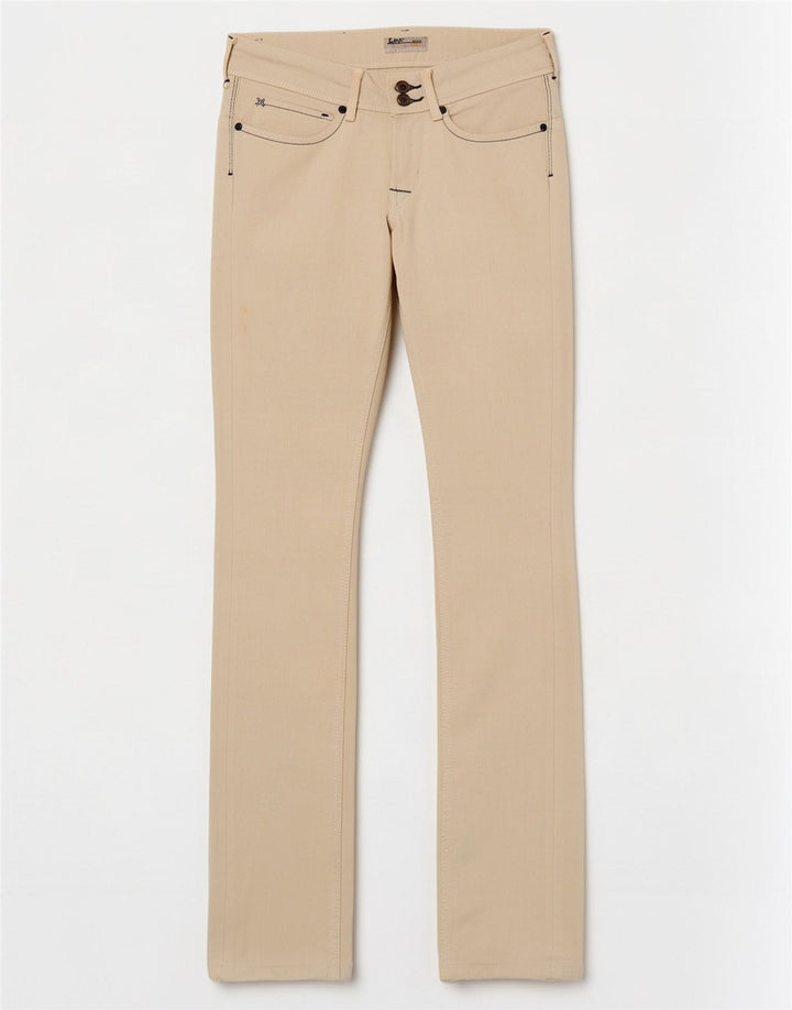 Lee Damen Amy Slim Jeans W27 L33 Off White Baumwolle