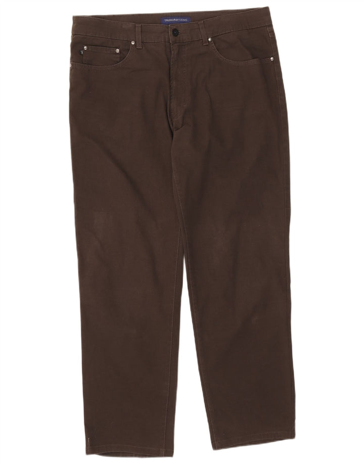 TRUSSARDI Herren Straight Jeans W40 L30 Braune Baumwolle