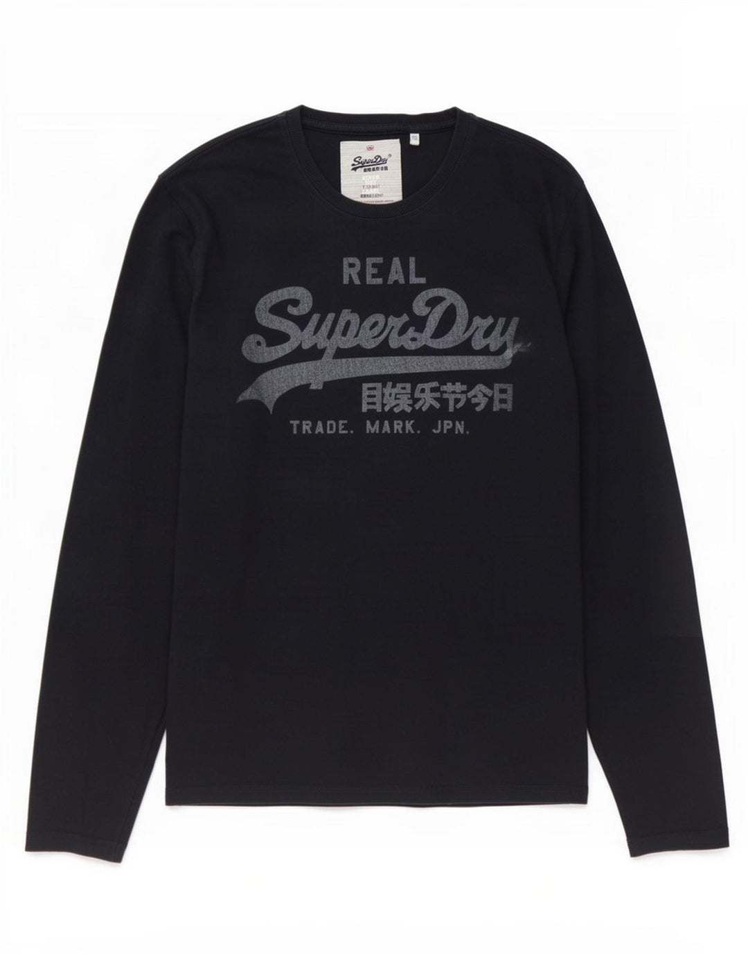 Superdry Herren Grafik-Oberteil, langärmelig, groß, Marineblau, Baumwolle