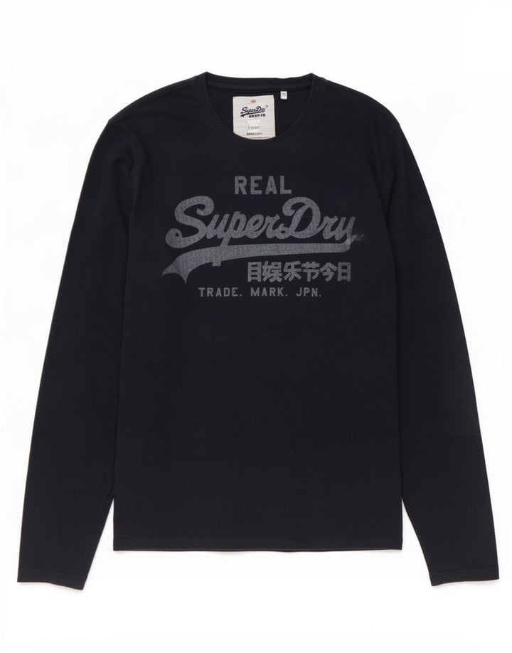 Superdry Herren Grafik-Oberteil, langärmelig, groß, Marineblau, Baumwolle