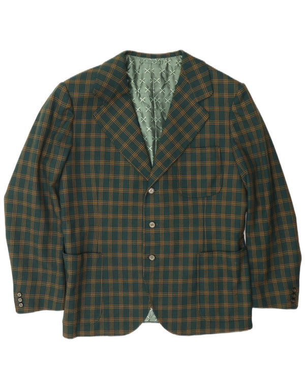 Vintage Herren 3-Knopf-Blazerjacke UK 38 Mittelgrün kariert