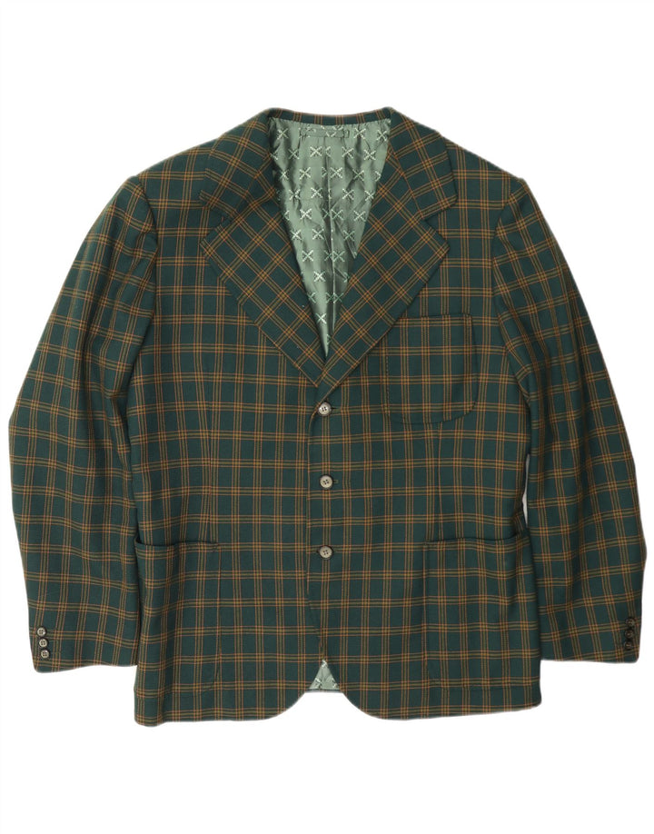 Vintage Herren 3-Knopf-Blazerjacke UK 38 Mittelgrün kariert